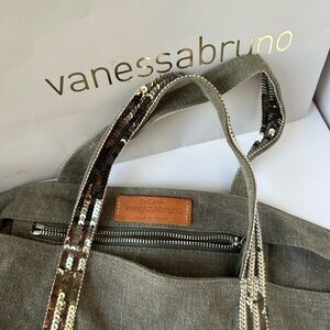 Vanessa Bruno Gray Sequin Tote Bag